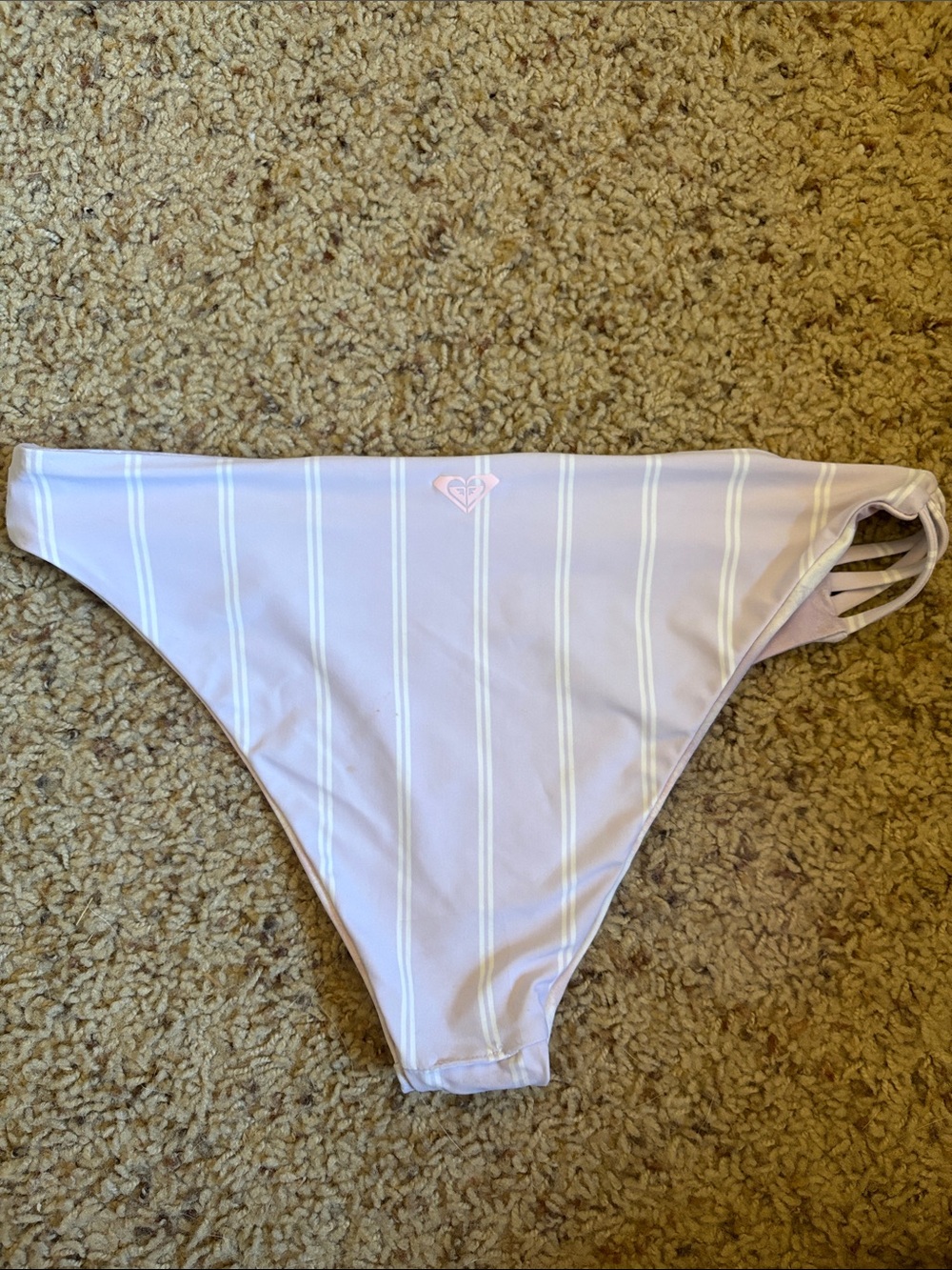 Roxy Pastel Lilac Stripe Bikini Bottoms with Strappy Side